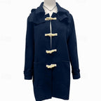 Men's Tailored Wool Hooded Coat with Toggle-and-Loop Fastening