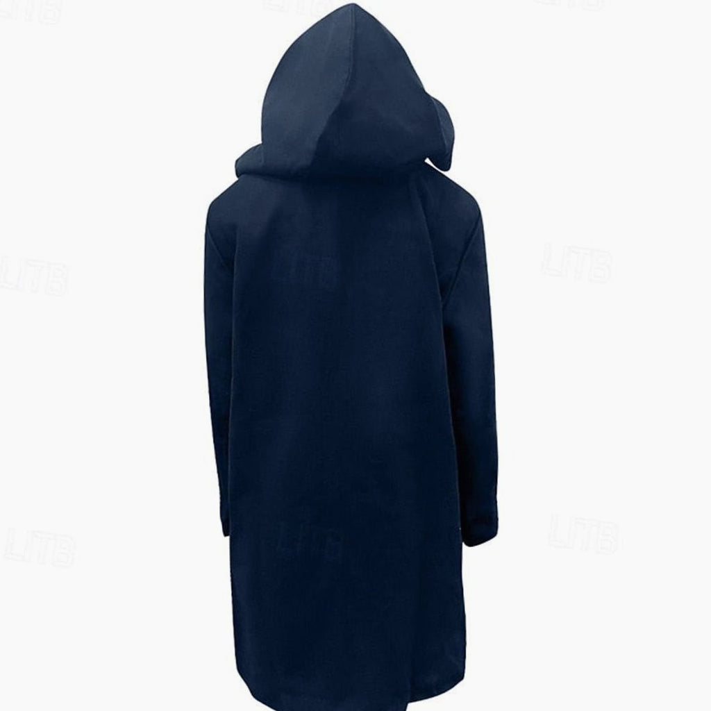 Men's Tailored Wool Hooded Coat with Toggle-and-Loop Fastening