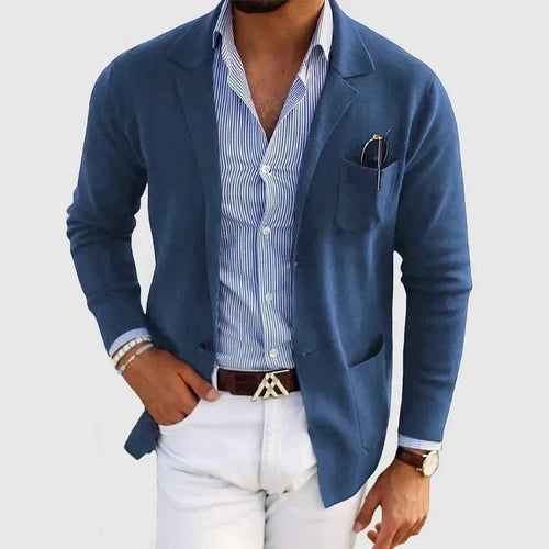 Men's Easy-Moving Knitted Blazer for Office to Dinner - Royal Blue