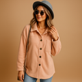 Women's Relaxed Button-Front Fleece Shacket - Pink
