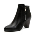 Women's Polished Zip-Up Ankle Boots for Work and Evenings - Black