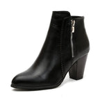 Women's Polished Zip-Up Ankle Boots for Work and Evenings - Black