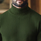 Men's Non-Cling Rib Knit Polo Neck Jumper