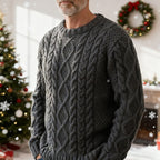 Men's Traditional Cable Knit Crew Neck Pullover