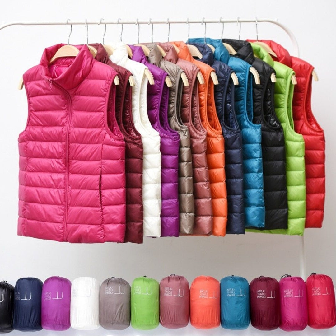 Women's Shower-Resistant Gilet with Refined Hems and Pockets