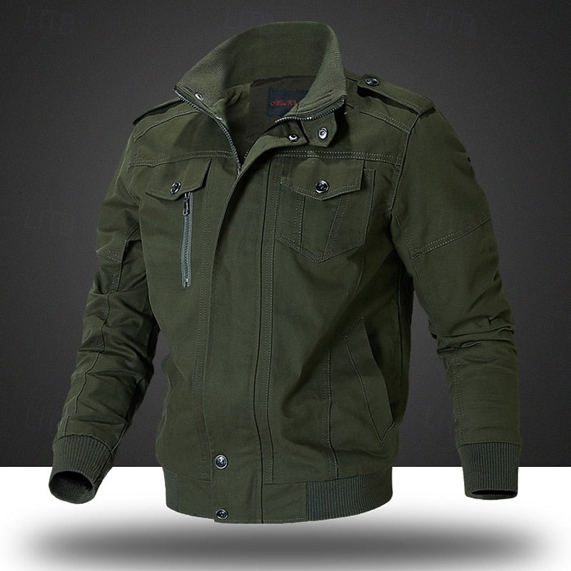 Men's Classic Relaxed-Fit Field Jacket for Spring and Autumn - Army Green