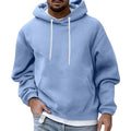 Men's Oversized Contrast-Cord Hoodie for Weekends Away - Light Blue