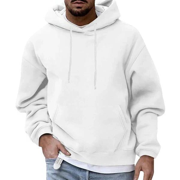 Men's Oversized Contrast-Cord Hoodie for Weekends Away - White