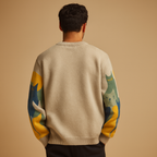 Men's Statement-Print Oversized Crew Jumper for Weekends
