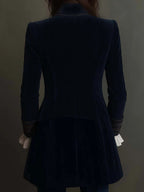 Women's Velvet Party Blazer with Embroidered Cuffs