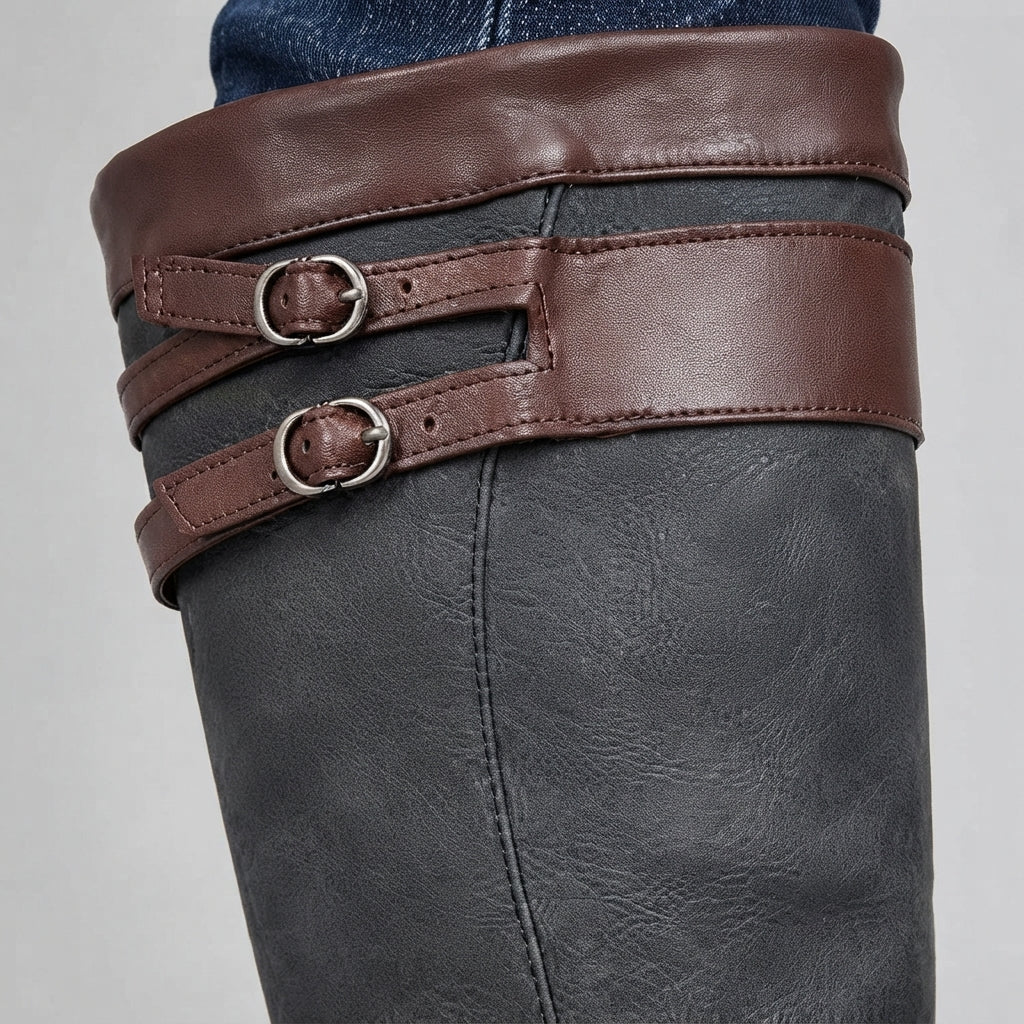 Women's Breathable Waterproof-Lined Country Boots with Two Buckles