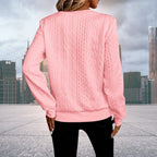 Women's Geometric Cable Zip Cardigan with Crew Neck