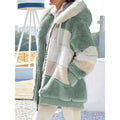 Women's Full-Zip Plush Hooded Jacket in a Roomy Cut - Green