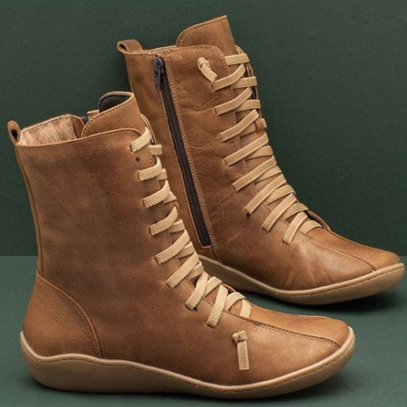 Women's Everyday Handmade Short Boots with Flexible Grip Sole - Brown