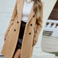 Women's Sharp Double-Breasted Long Wool Coat with Clean Structure - Ginger