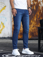 Men's Non-Distressed Slim Taper Jeans with Belt Loops - Dark Blue