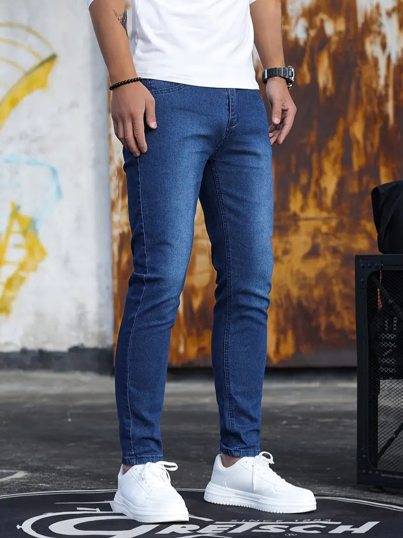 Men's Non-Distressed Slim Taper Jeans with Belt Loops - Dark Blue