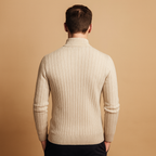 Men's Stand-Collar Fine-Rib Half-Zip Jumper for Office Days