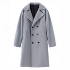 Men's Long Double-Breasted Lapel Coat in a Structured Cut