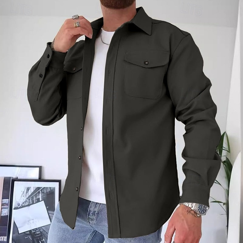 Men's Relaxed-Fit Two-Pocket Overshirt for Everyday Layering