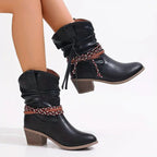 Women's Braided-Strap Slouch Ankle Boots in Soft Suede