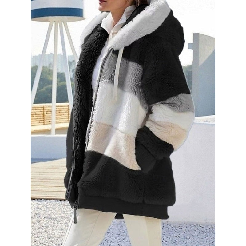 Women's Full-Zip Plush Hooded Jacket in a Roomy Cut