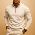 Men's Soft High-Neck Half-Zip Jumper for Layering - White