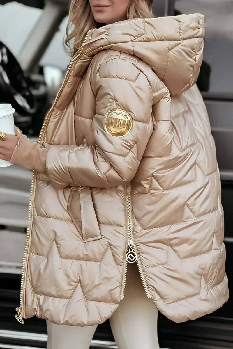 Women's Hooded Quilted Puffer Coat in a Longline Cut