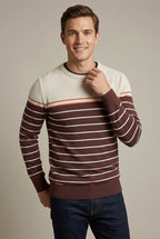 Men's Casual Striped Knit Jumper with Round Neck