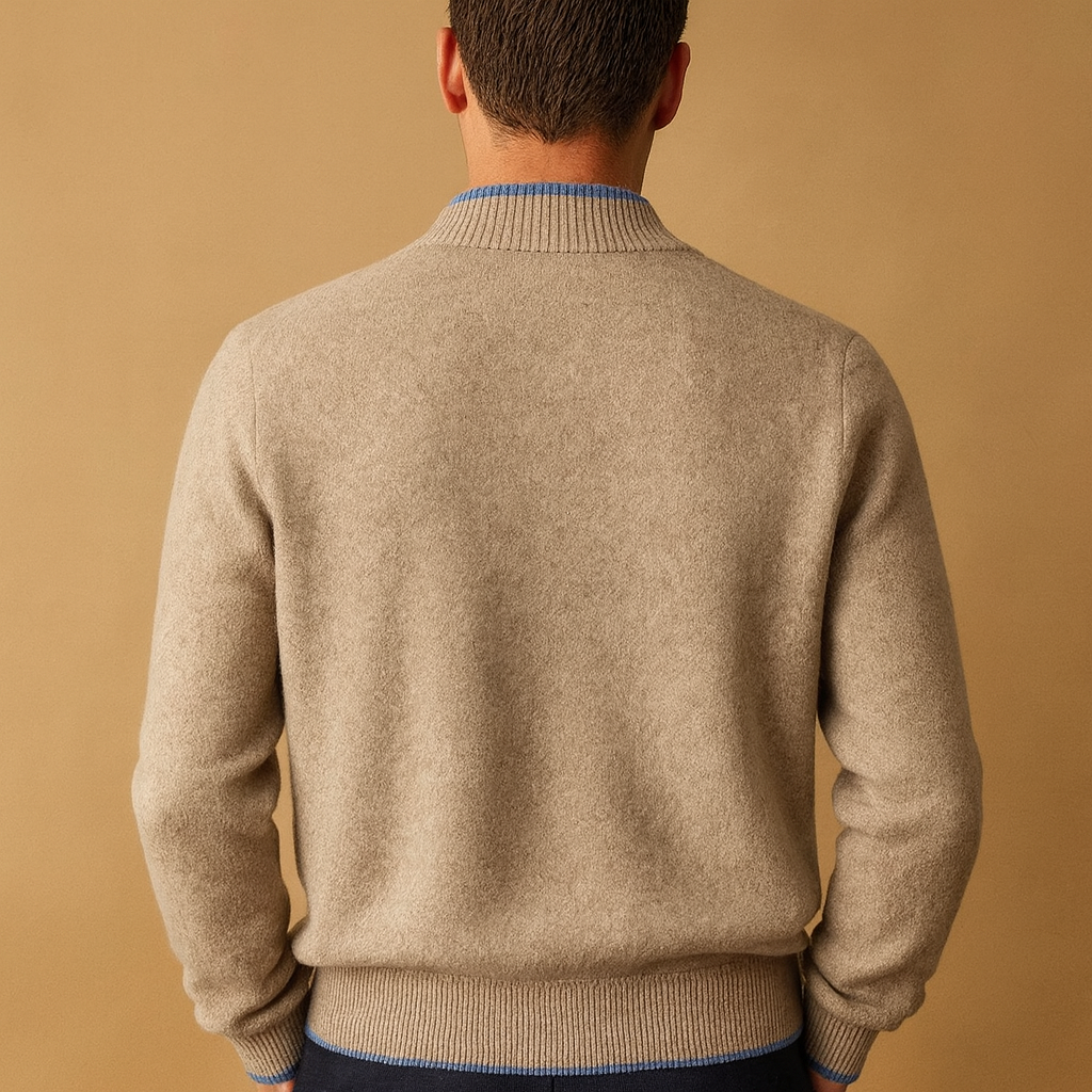 Men's Office-Ready Zip-Front Knit Cardigan with High Collar