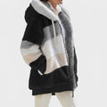 Women's Oversized Fleece-Lined Puffer with Faux Fur Hood - Black