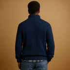 Men's Chunky-Rib Wool Quarter-Zip Jumper with High Neck
