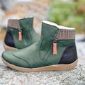 Women's Cushioned Waterproof Ankle Boots with Pull-Tab Zip - Green