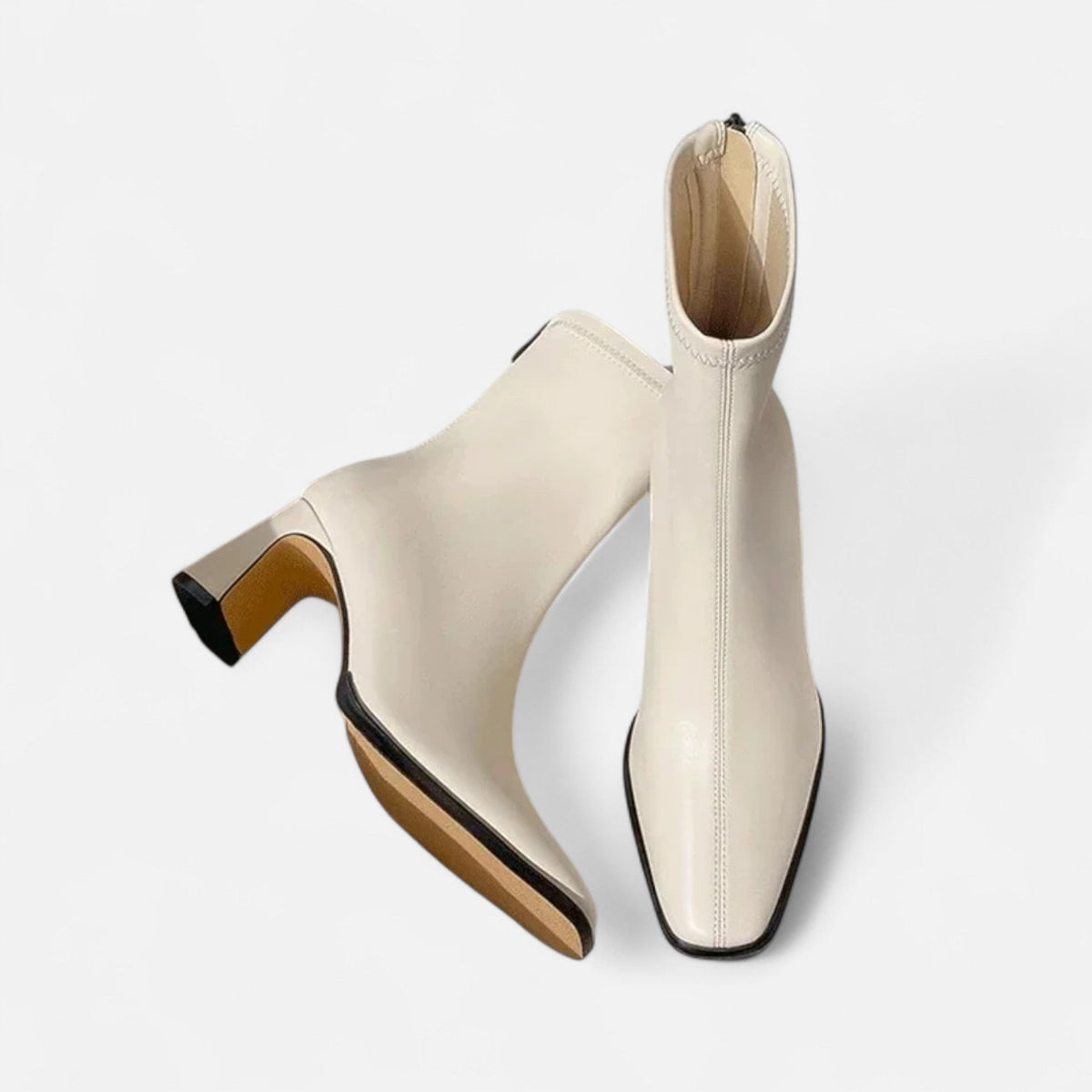 Women's Square-Toe Winter Ankle Boots with Cosy Lining - White