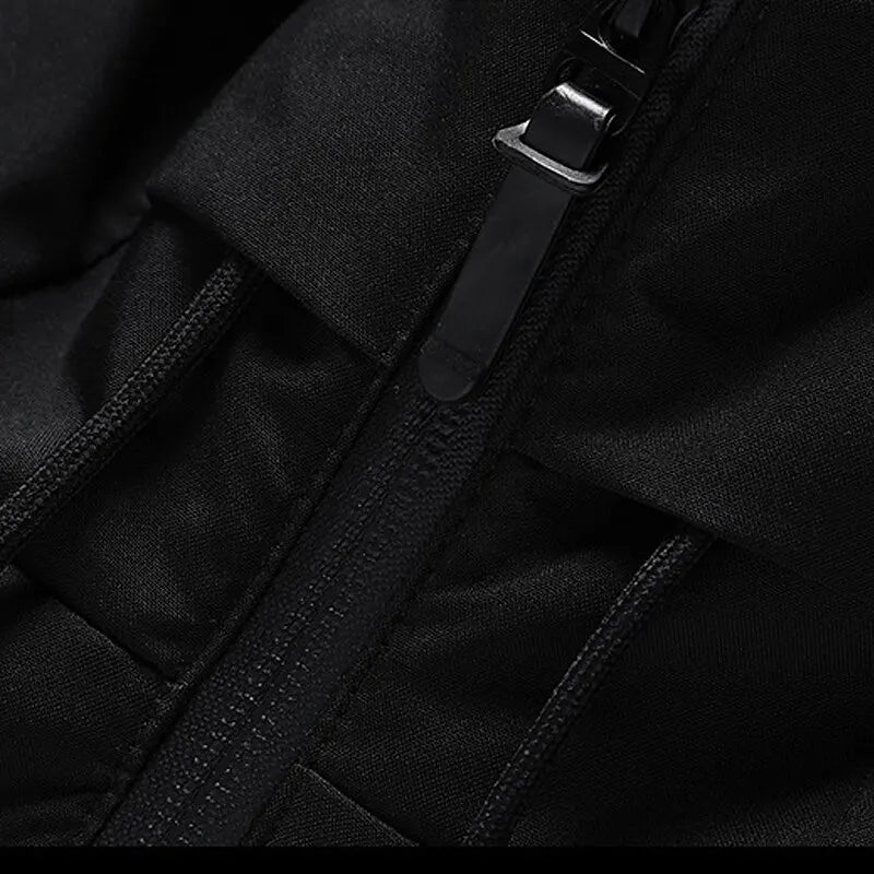 Men's Raised-Neck Padded Commuter Jacket with Drawstring Hood