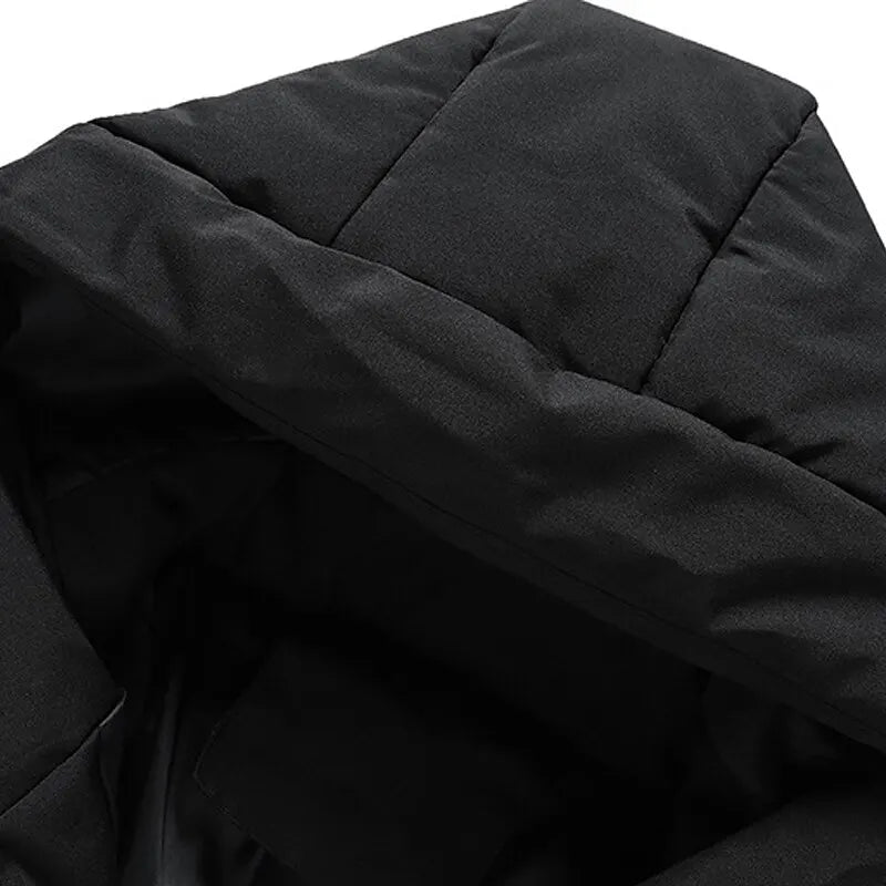 Men's Raised-Neck Padded Commuter Jacket with Drawstring Hood