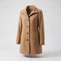 Women's Clean-Line Buttoned Smart Coat with Wool-Look Finish - Brown