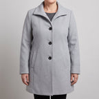 Women's Clean-Line Buttoned Smart Coat with Wool-Look Finish