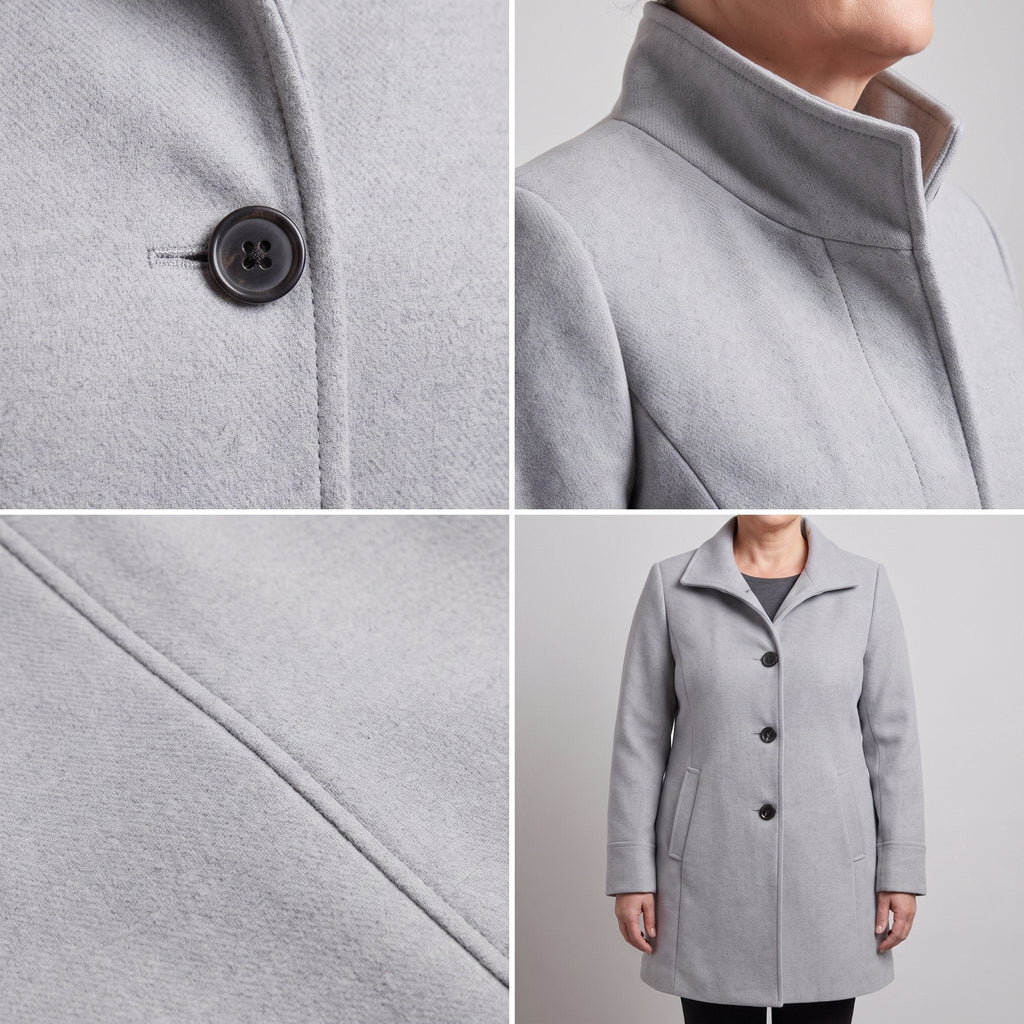 Women's Clean-Line Buttoned Smart Coat with Wool-Look Finish