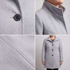 Women's Clean-Line Buttoned Smart Coat with Wool-Look Finish