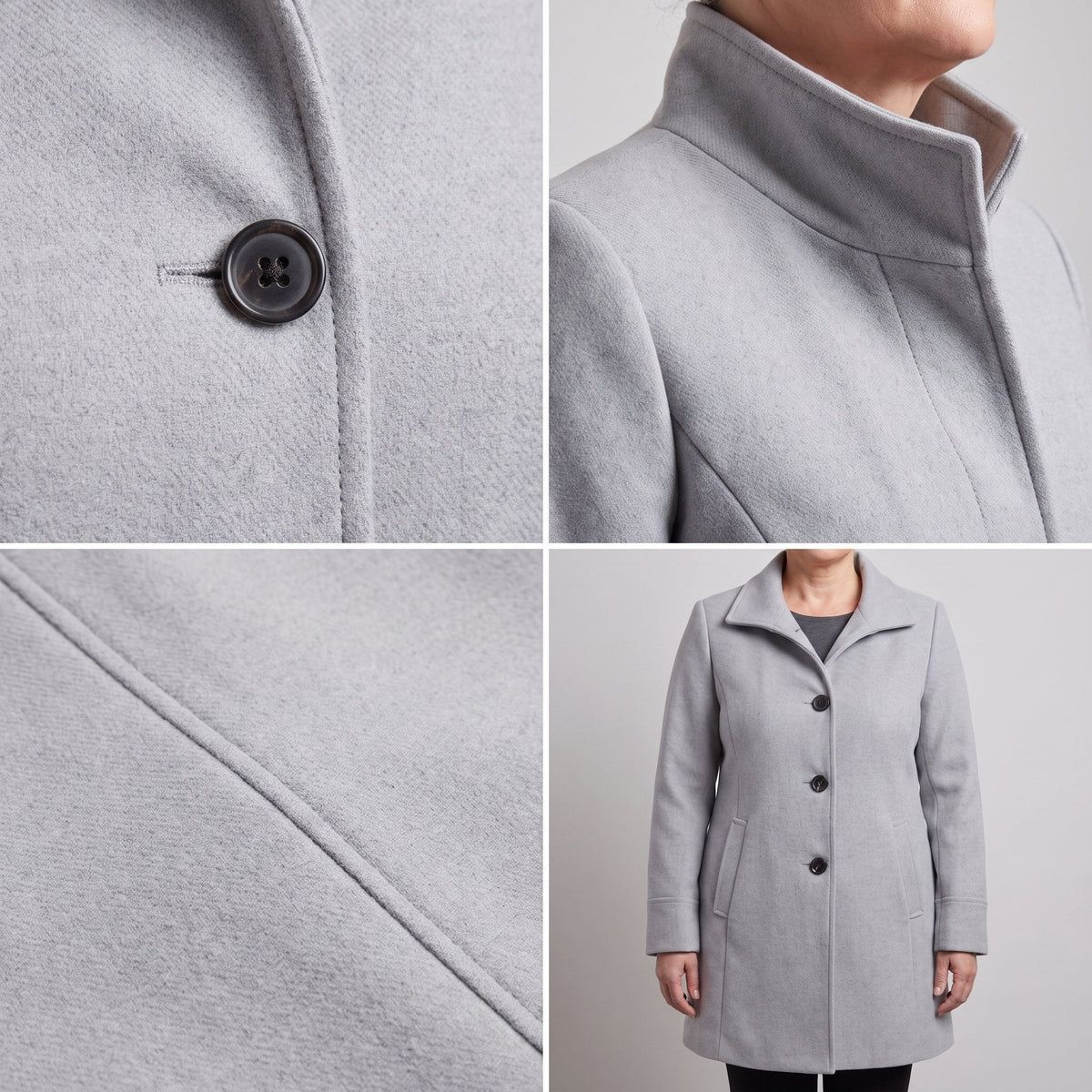 Women's Clean-Line Buttoned Smart Coat with Wool-Look Finish