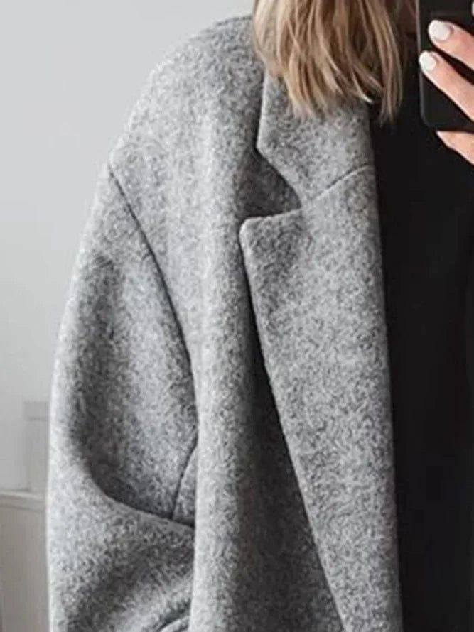 Women's Sleek Cotton-Style Long Coat with Easy Structured Fit