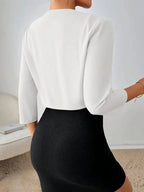 Women's Three-Quarter Sleeve Pleated Cropped Blazer