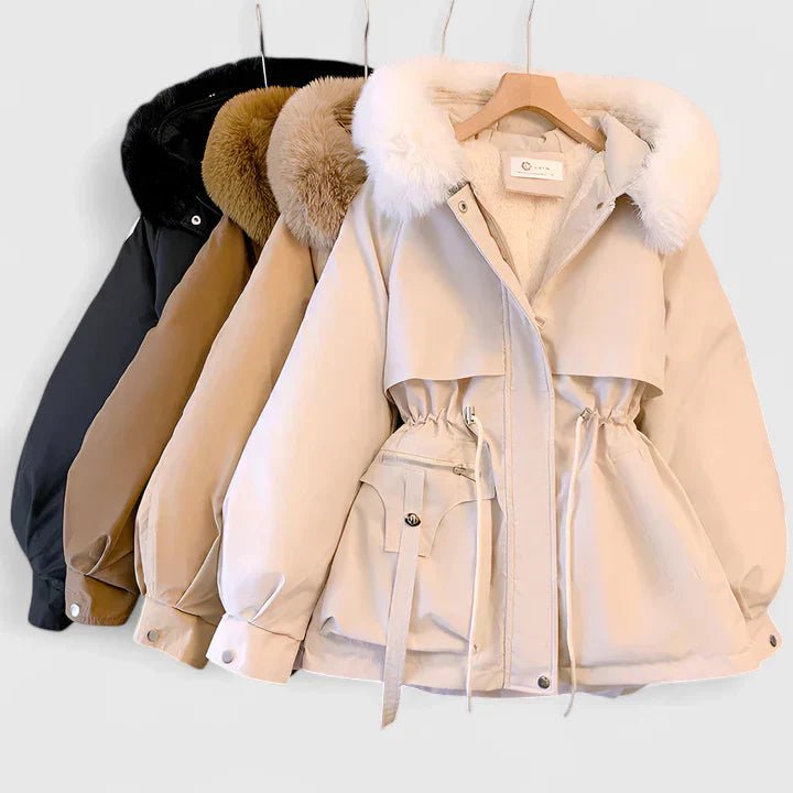 Women's Weather-Resistant Padded Parka with Drawn-In Waist