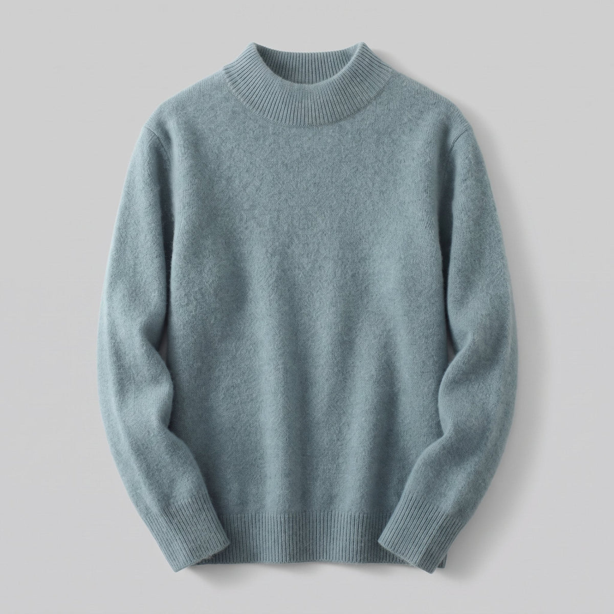 Women's Soft Knit Mock Neck Jumper with Ribbed Edging - Green