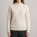 Women's Soft Knit Mock Neck Jumper with Ribbed Edging