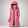 Women's Shaped Down Puffer Jacket for Spring and Autumn - Pink