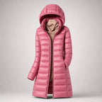 Women's Shaped Down Puffer Jacket for Spring and Autumn - Pink