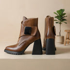Women's Buckled Chelsea Ankle Boots on a Treaded Platform Sole