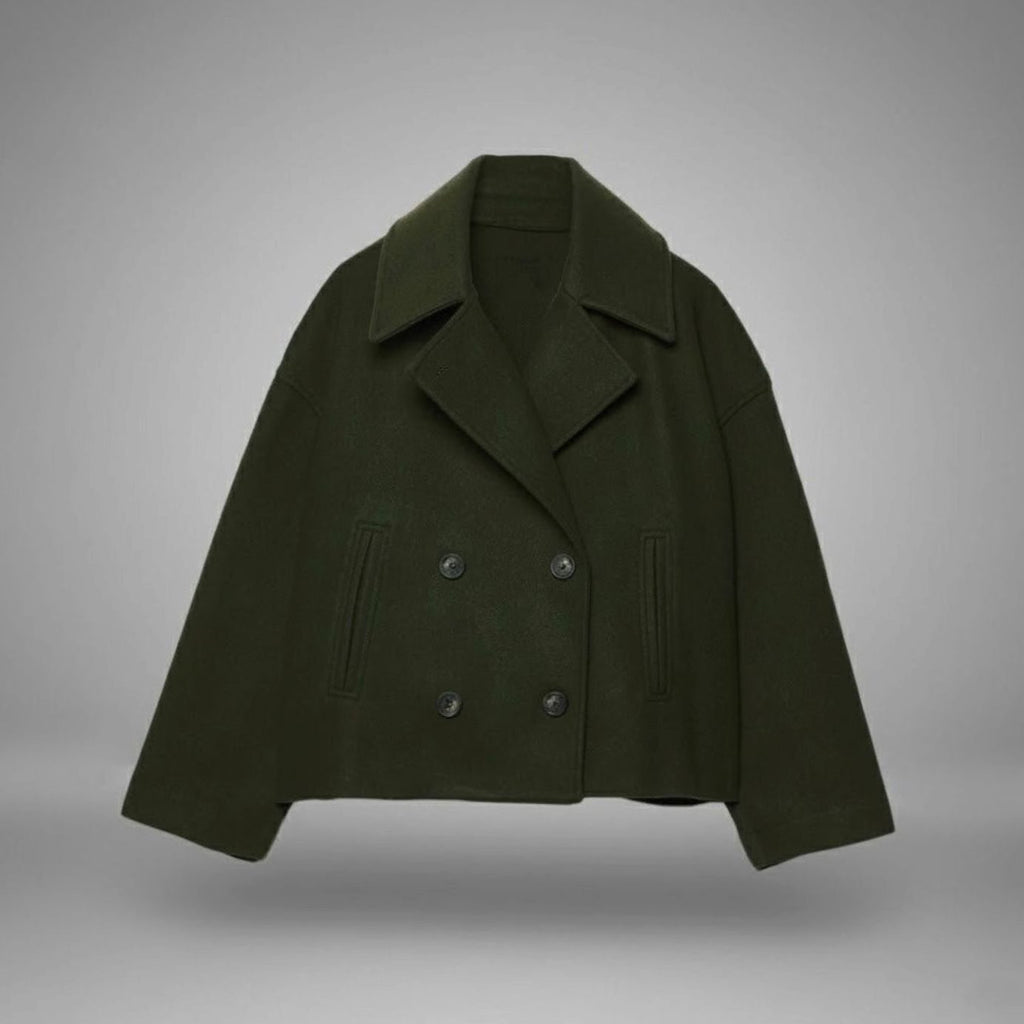 Women's Cropped Double-Breasted Blazer with Broad Lapels